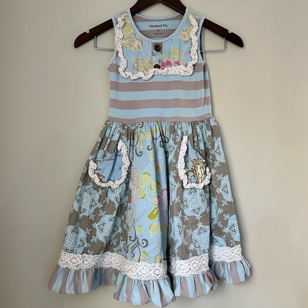 Mustard Pie | Floral and Lace Sleevless Dress | size 6